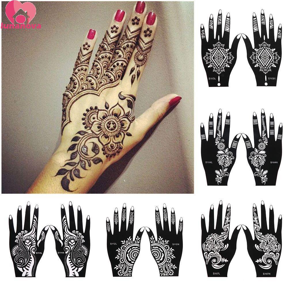 LUNANOVA Tattoo Stencil สติกเกอร์temporary tattooและhenna stencilสำหรับงานแต่งงานและงานสร้างสรรค์