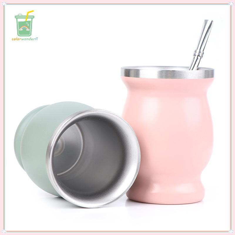 [สี] Yerba Mate Cup 304 Stainless Steel 8oz Argentine Yerba Mate Gourd With illas TH