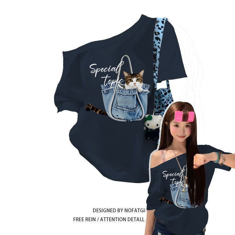 T42.SHOP🌸 เสื้อยืด เปิดไหล่ แฟชั่น สาวฮอต เสื้อเกาหลี ดีไซน์พิเศษ โคตรนุ่ม ไม่ต้องรีด "Special topic"