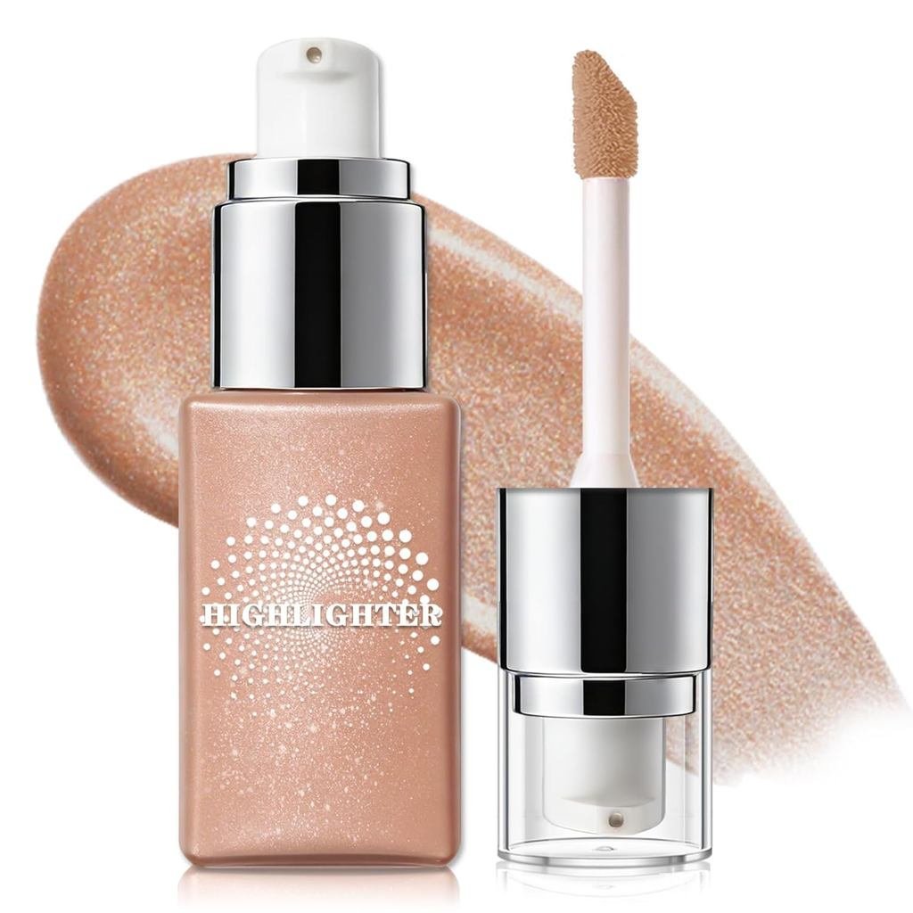 Liquid Highlighter Makeup, Cream Glassy Highlighter for Face Natural Glow Finish Illuminator Buildab