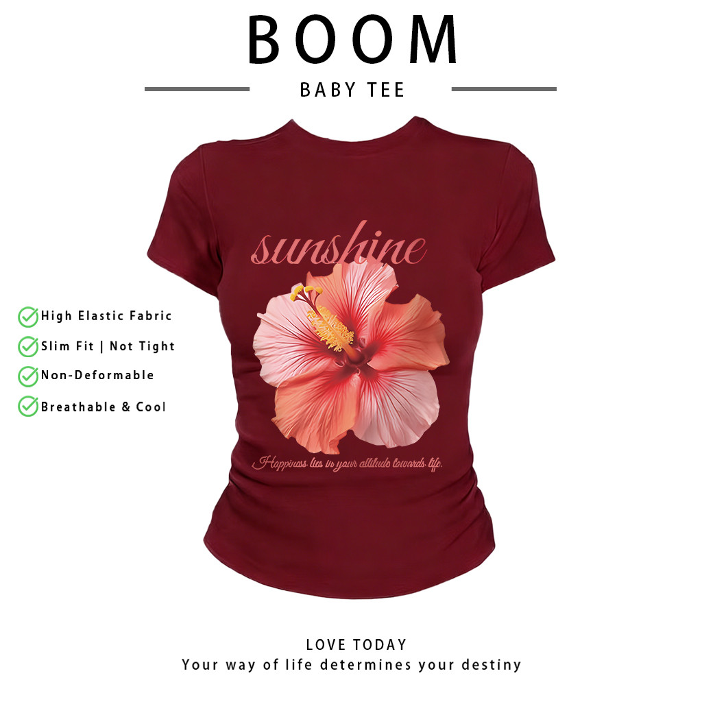 COD（จัดส่งภายใน 24 ชั่วโมง）เสื้อสาวอวบ เสื้อครอปท็อป แขนสั้น babytee สไตล์เกาหลี y2k T-shirt | ลายดอกไม้ ราคา ถูกที่สุด ดีลบีเคเค แกลเลอรีภาพที่ 6