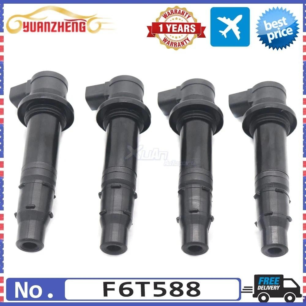 F6T588 4x ใหม่คอยล์จุดระเบิดรถยนต์สําหรับ Yamaha MT-07 R1 YZF-R1 R6 RJ15 FZ8 2002-2017 F6T558 F6T571