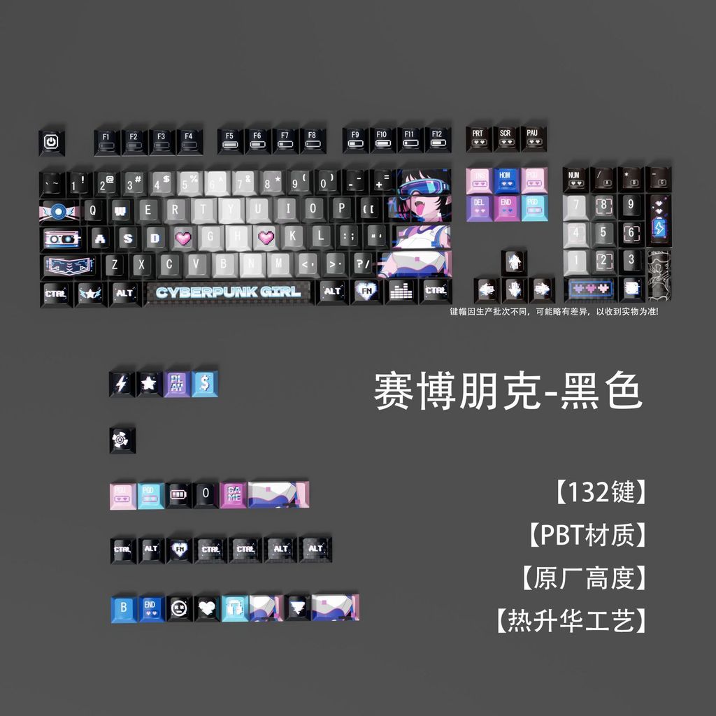 keycap คีย์แคป คีย์แคปไทย โรงงาน Cyberpunk Top Sublimation Four-Sided Transparent PBT Material MDA ค