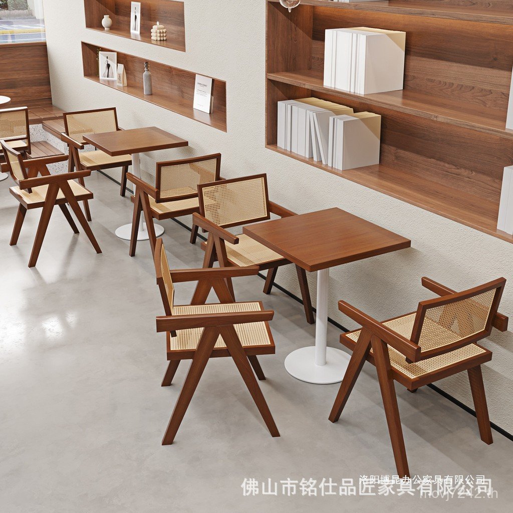 ไม้เนื้อแข็งเก้าอี้หวาย Cafe ขนมหวานนมชา Shop Leisure Negotiation โต๊ะเก้าอี้ B & B ร้านอาหารเก้าอี้