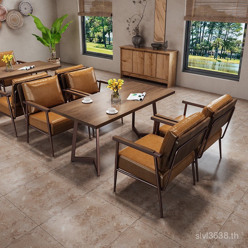 สไตล์เงียบคาเฟ่โต๊ะเก้าอี้รวมกันInfluencer B & B Retro Casual Book BarนมชาShopชาบ้านโซฟาเก้าอี้Influ