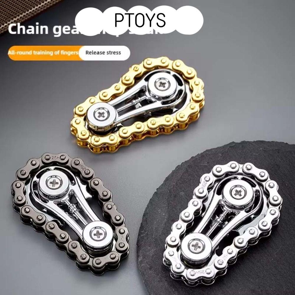 PTOYS Sprocket Fidget Spinner, EDC Spinner Antistress ความวิตกกังวล Flywheel ปลายนิ้ว Gyro, มีสไตล์แปลกความเครียดบรรเทาโลหะจักรยานโซ่ Fidget Spinner ผู้ใหญ่
