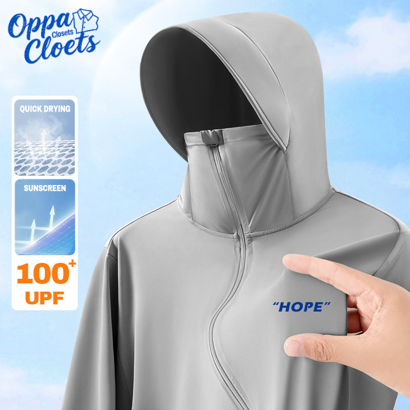 Oppa Closets เสื้อกันแดด UPF100+ ผ้า Ice Silk หมวกกว้าง เย็นสบาย ไซซ์ใหญ่ M-5XL กันยูวี 99%
