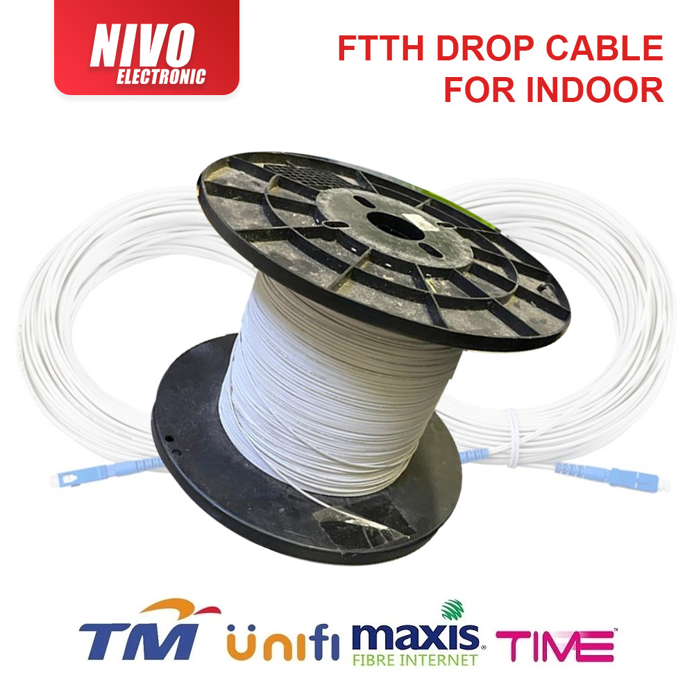 2 Core Fiber Indoor FTTH Drop Cable Fibre Optic Cable / Self-support Unifi / Fiber To The Home (FTTH