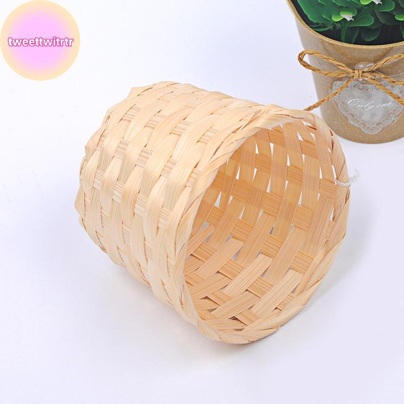 TRWITR ใหม่ Handmade ไม้ไผ่หม้อ Wier ตะกร้าฟาง Patchwork Wier หวาย Seagrass Storage Organizer เนอสเซ