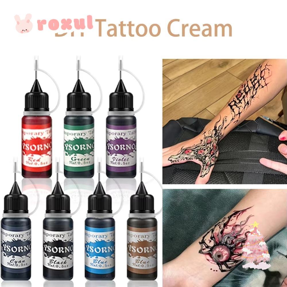 ROXUL กึ่งถาวรปลอมหมึกทั่วไป, 10ml DIY หมึกสักชั่วคราว,อุปกรณ์แต่งหน้า Body Art Gloss Tint สีสีมือวาดครีมสัก