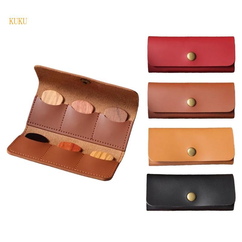 KU * Guitar Pick Holder PU Leather Guitar Pick Organizer Pick Holder Case Guitar Pick Storage Pouche