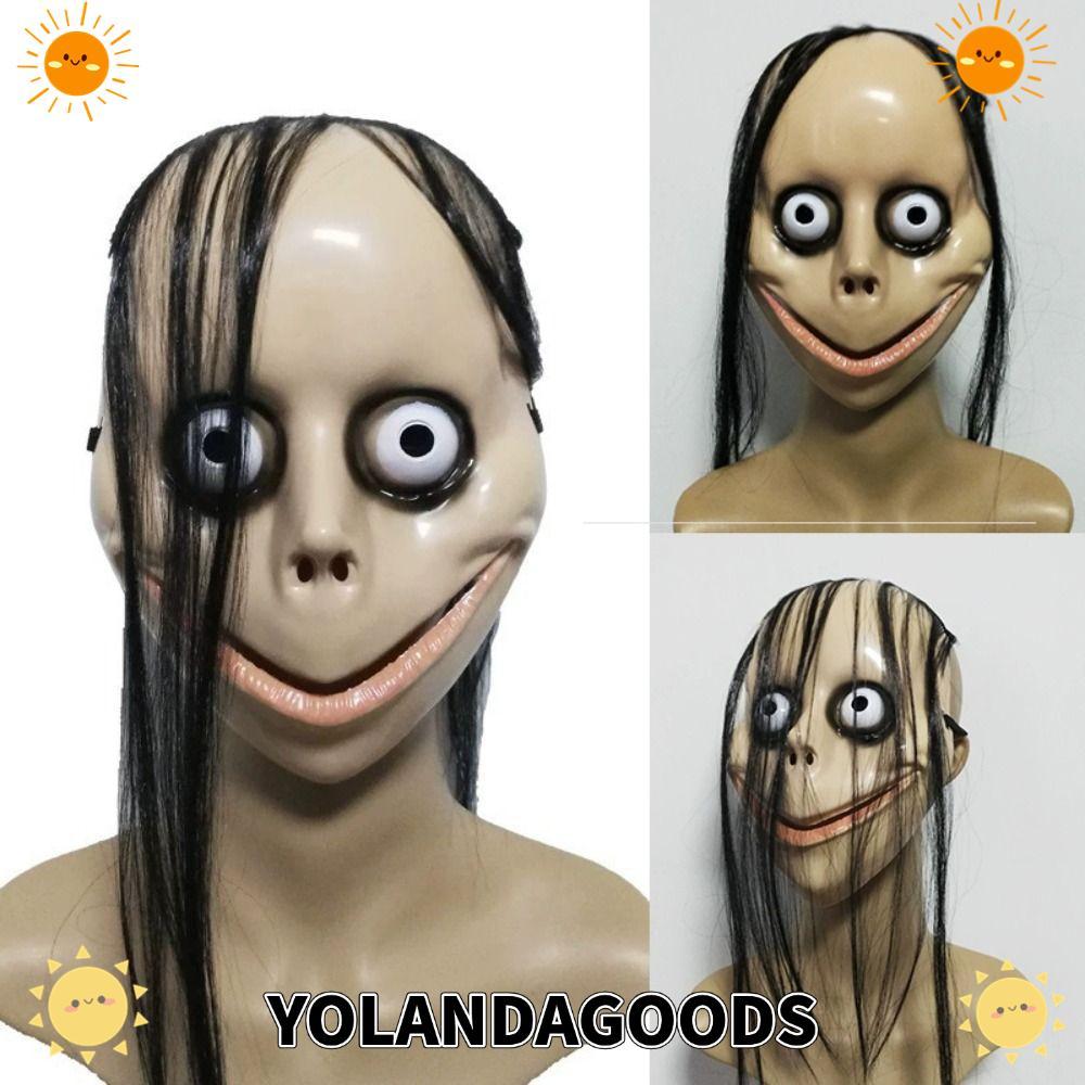 YOLANDAGOODS1 MO MO ,ผมยาวสยองขวัญ Ghost ตลก, ฮาโลวีน Big Eyes Party เครื่องแต่งกาย Props หญิง Ghost