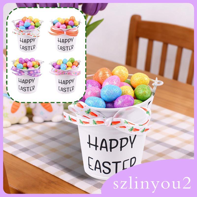 [szlinyou2] Easter Eggs Bucket with eggs Cartoon Easter Decorative for Party Celebration
