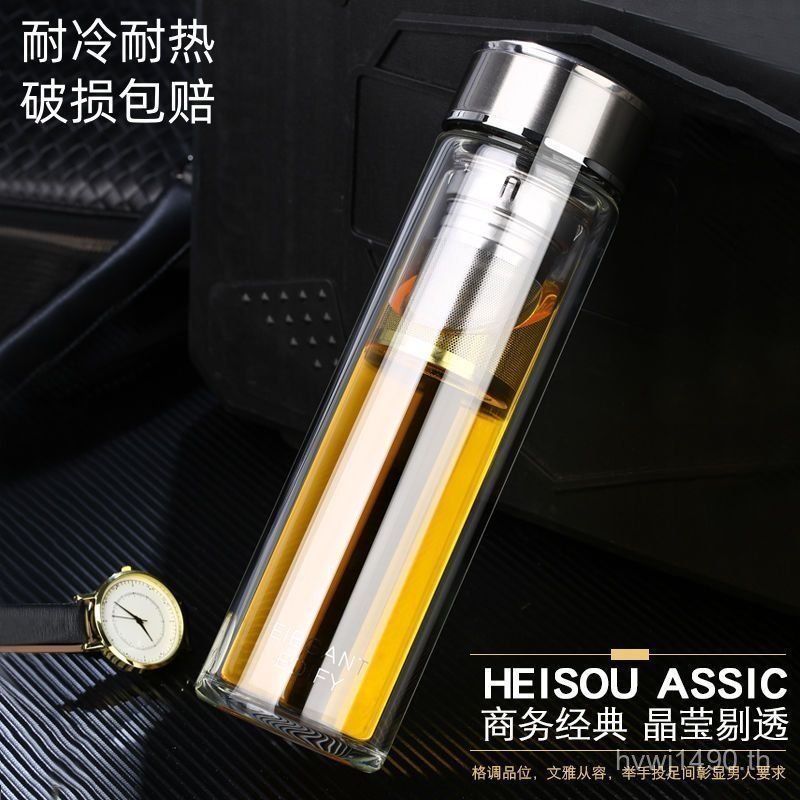 ขนาดใหญ่ทุ่มเทสํานักงานกรองตาข่ายแบบพกพาถ้วยน้ําฉนวนถ้วยชาสํานักงานแก้วส่วนตัวหนาสองชั้นความจุ RNK8