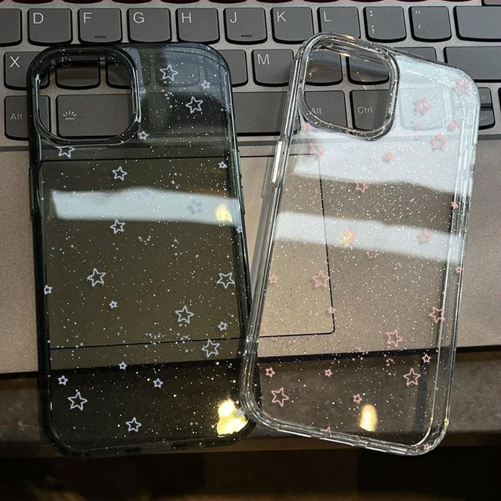 เคสออปโป้ For OPPO A38 A17 A17K A15 A15S A16S A57 A77 A38 A18 A31 A8 A53 A33 A32 A3X A52 A92 เคส ใส กากเพชร ดาวสีชมพู
