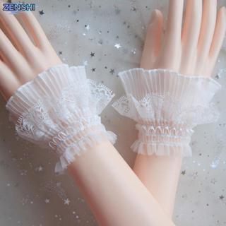 Zenshiaa 1 คู่เล็บลูกไม้ตกแต่ง Cuff Double-Layer ตาข่ายฮอร์น…