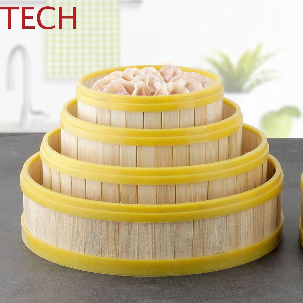 TECH เครื่องนึ่งไม้ไผ่พร้อมฝาปิดหลายขนาดสําหรับนึ่งอาหารอาหารจีนทําหม้อนึ่งเกี๊ยวแฮนด์เมด