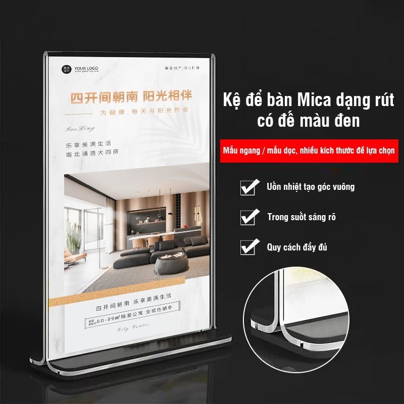 ชั้นวางไมกาตั้งโต๊ะขนาดเล็ก – กระดานเมนู A6 A5 โปร่งใส เหมาะสําหรับโต๊ะเล็กเคาน์เตอร์บาร์แสดงเมนูและ