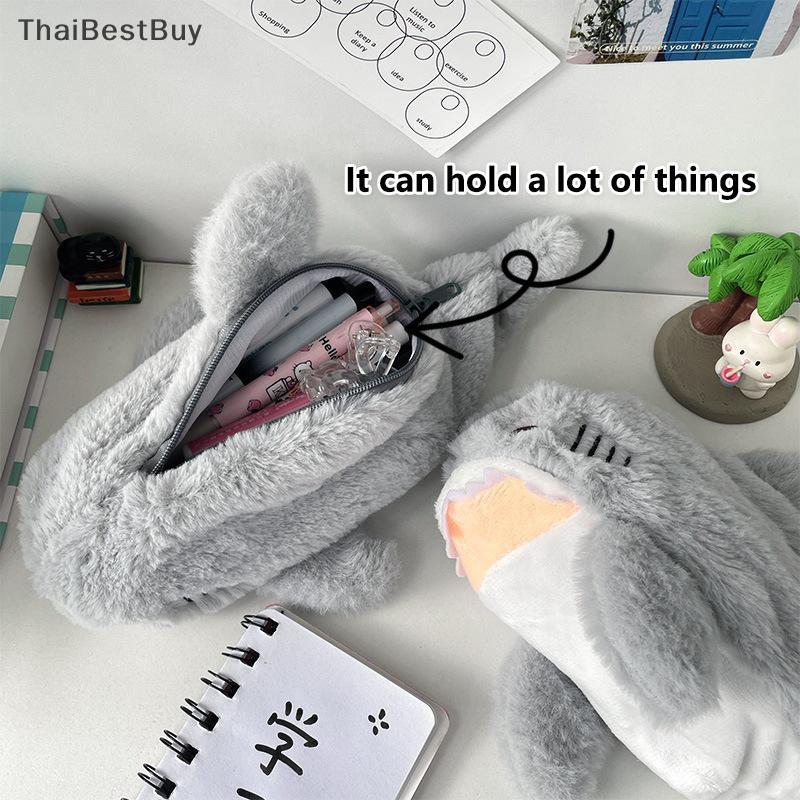 Thaibestbuy กล่องดินสอรูปฉลามสุดน่ารัก, กระเป๋าเครื่องสำอางและปากกาความจุขนาดใหญ่สำหรับโรงเรียนสำนักงาน