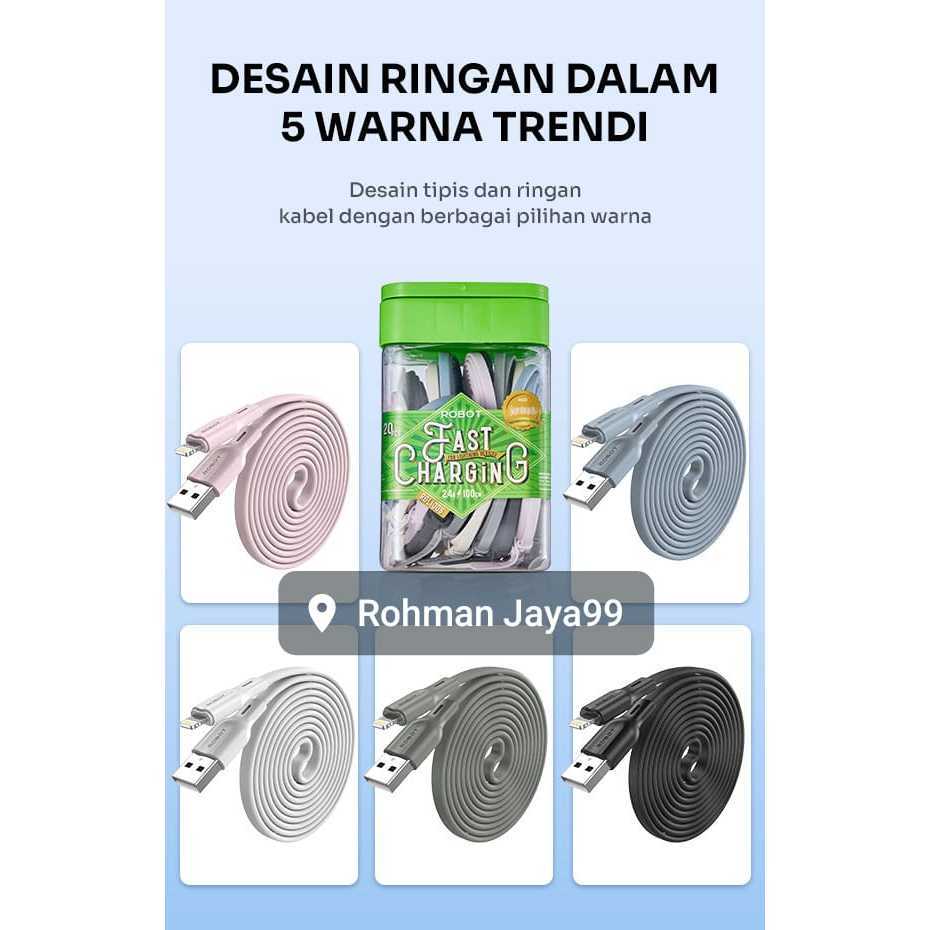IPHONE ROBOT RGL100S 2.4A FAST CHARGIING DATA CABLE FLAT IPHONE / LIGHTENING RGL100 ROBOT RJ99