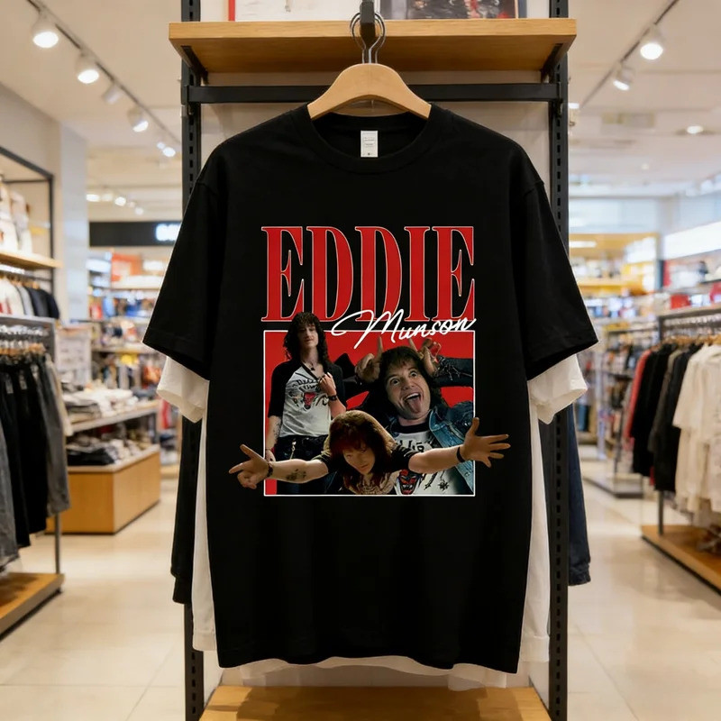 เสื้อยืดผู้ชาย Eddie Munson, เสื้อยืดลายกราฟิกสไตล์ฮาราจูกุ 2026 Eddie Munson เสื้อยืดลายพิมพ์ลำลองข
