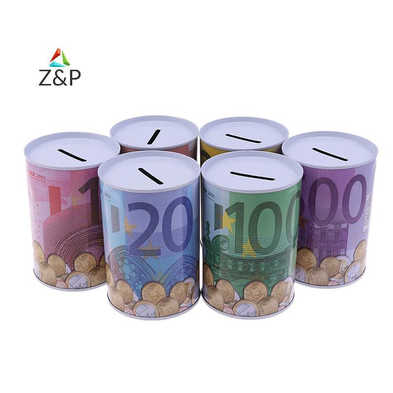 Z&P Euro Dollar Money Box ปลอดภัยกระบอก Piggy Bank Bank สําหรับเหรียญกล่องฝาก COD