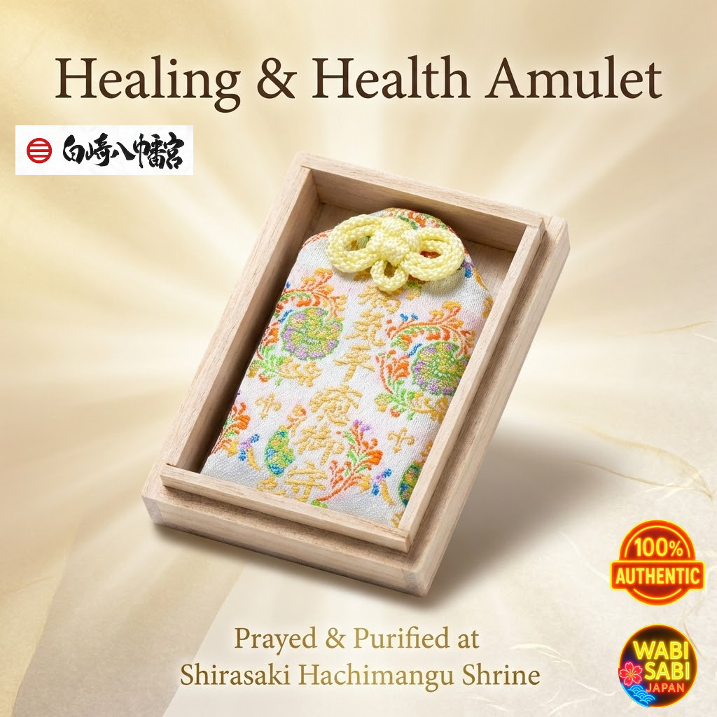 Shirasaki Hachimangu Shrine Healing Amulet in Paulownia Box – Health & Recovery