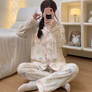 PAJAMAS HOMEWEAR ชุดนอนขายาว ชุดนอนการ์ตูนผู้หญิง ชุดนอนแขนยาวน่ารัก 🥺 มีหลายไซต์ อก 39-44 นิ้ว W213