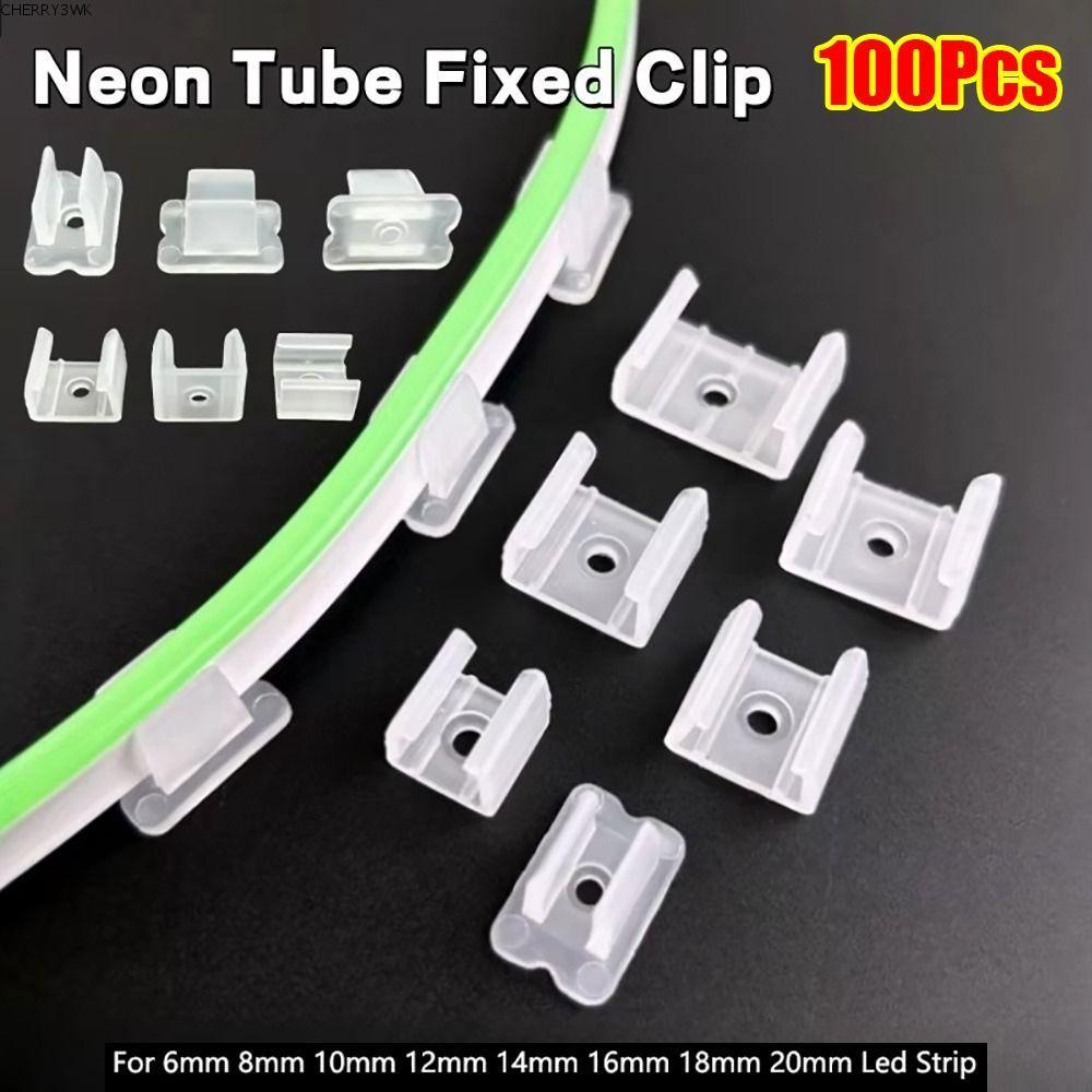 19VJKEPSHOP 100 ชิ้นหัวเข็มขัดยึดไฟ, 8-20 มม.220 โวลต์ยืดหยุ่น COB LED Strip คลิปคงที่, 5050/5730/2835 ผู้ถือโคมไฟติดตั้งโคมไฟติดผนังพลาสติกเชื่อมต่อ