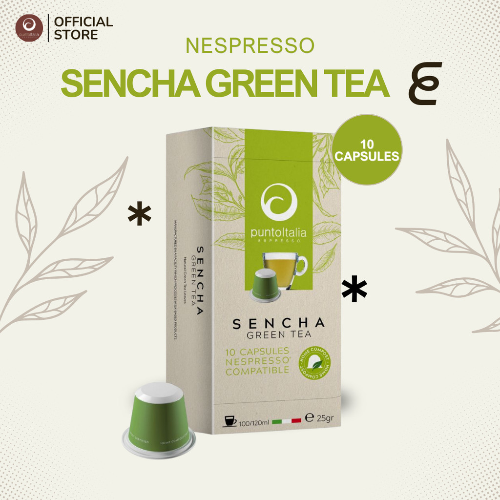 ชาแคปซูล SENCHA GREEN TEA สำหรับเครื่อง Nespresso® (10 แคปซูล) (PUNTO ITALIA ESPRESSO BRAND)