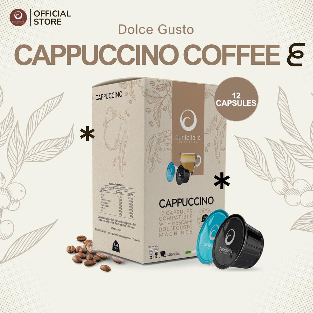 กาแฟแคปซูล CAPPUCCINO สำหรับเครื่อง DOLCE GUSTO® (12 แคปซูล)  (PUNTO ITALIA ESPRESSO BRAND)