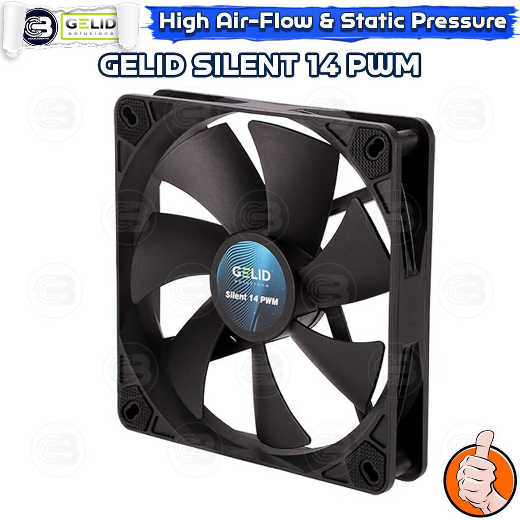 [CoolBlasterThai] GELID Silent 14 PWM Black PC Fan Case size 140 mm. ประกัน 3 ปี (FN-PX14-16)