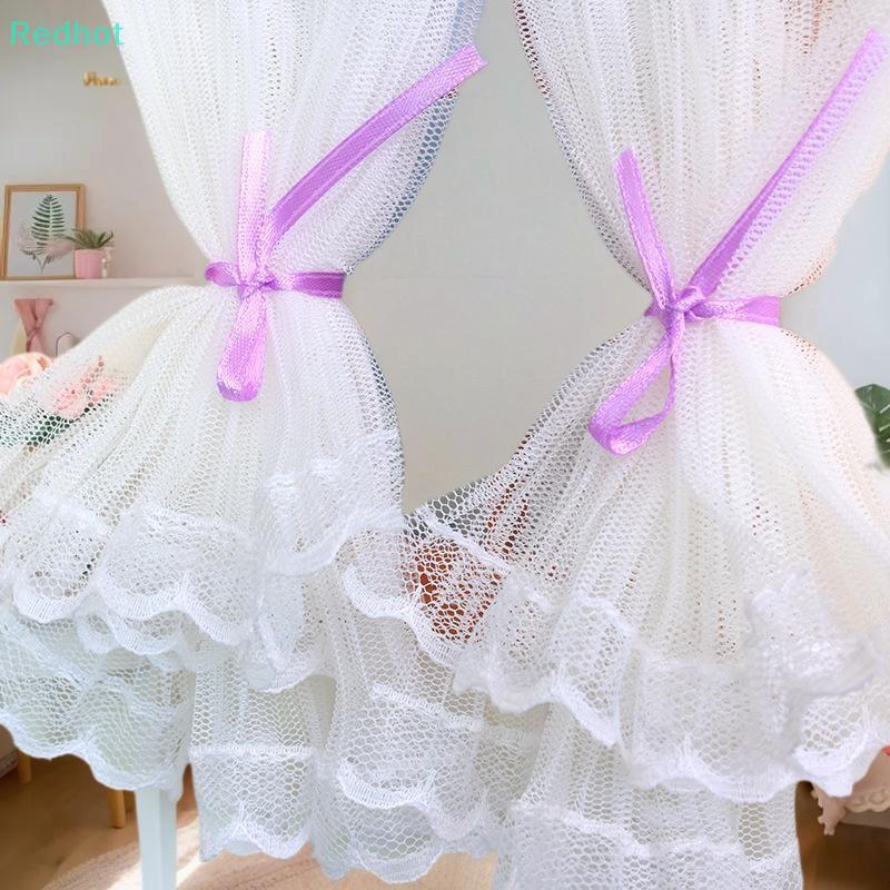 <Redhot> 1/12 Dollhouse Lace Curtains Model Dollhouse Bedroom Living Room Decorative Dolls House Fur