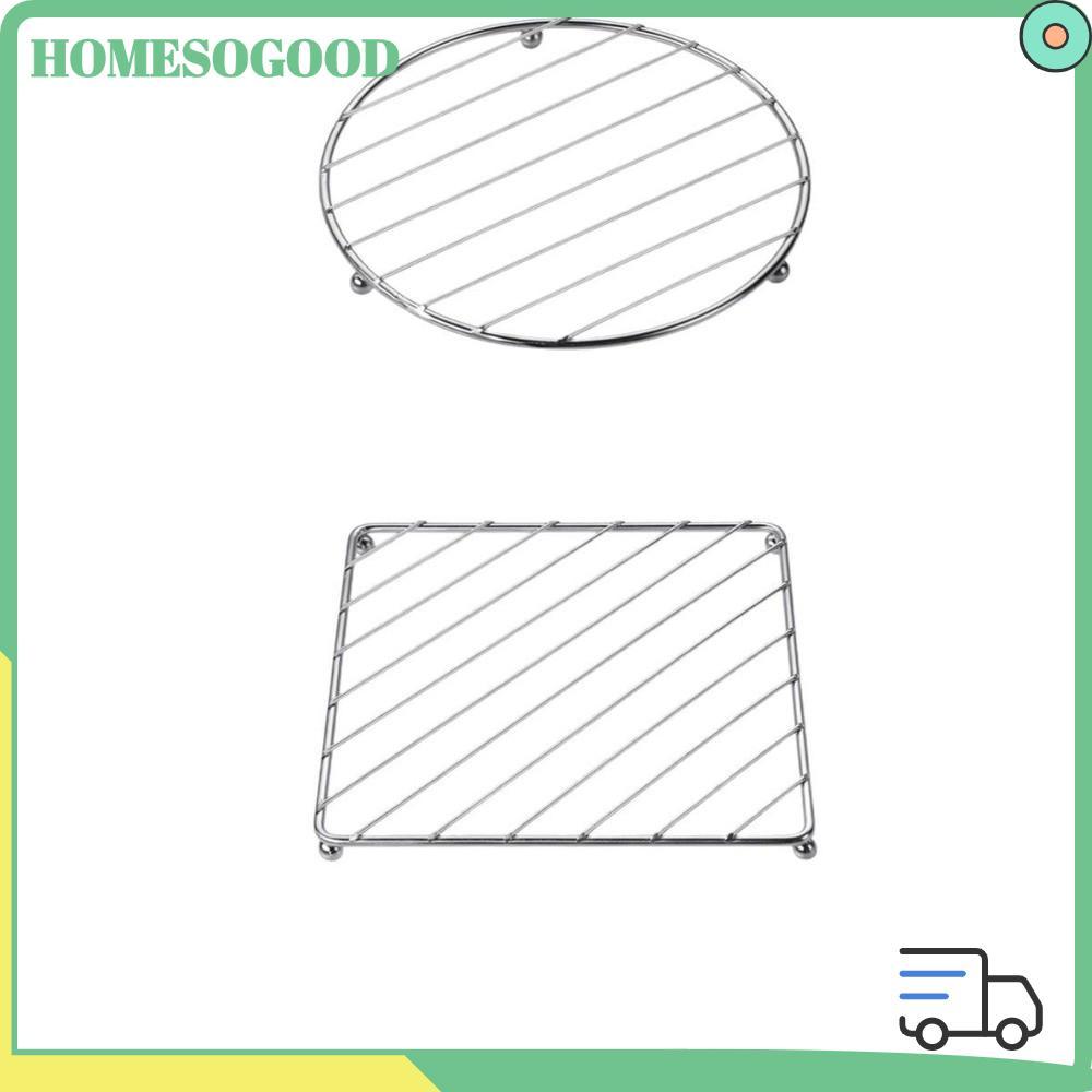 HOMESOGOOD โฮมโซดี แผ่นฉนวนกันความร้อนโลหะ, สแตนเลสทนความร้อนหม้อผู้ถือหนาทําความสะอาดง่ายไม่ลื่นป้องกันชั้นวางนึ่งเคาน์เตอร์