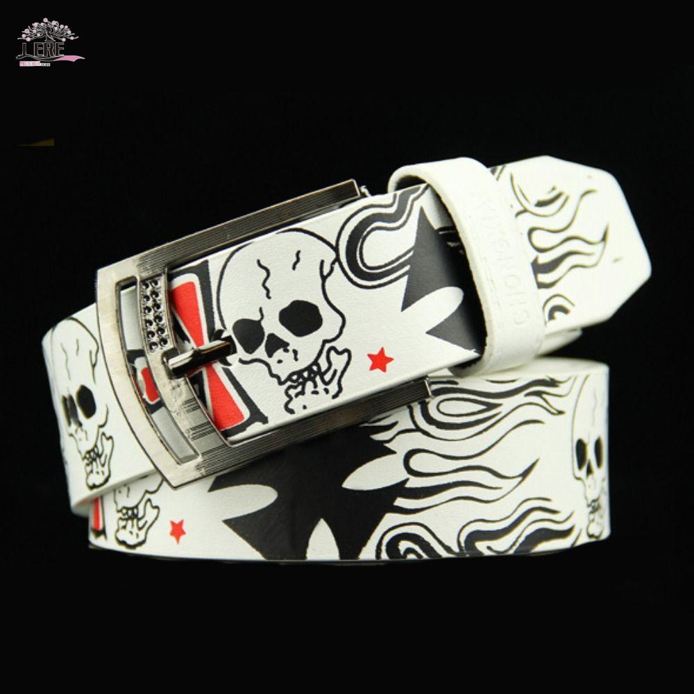 เข็มขัดหนัง PU สไตล์ Vintage Skull Skeleton และ Y2K Cross Punk เหมาะสำหรับทั้งผู้ชายและผู้หญิง