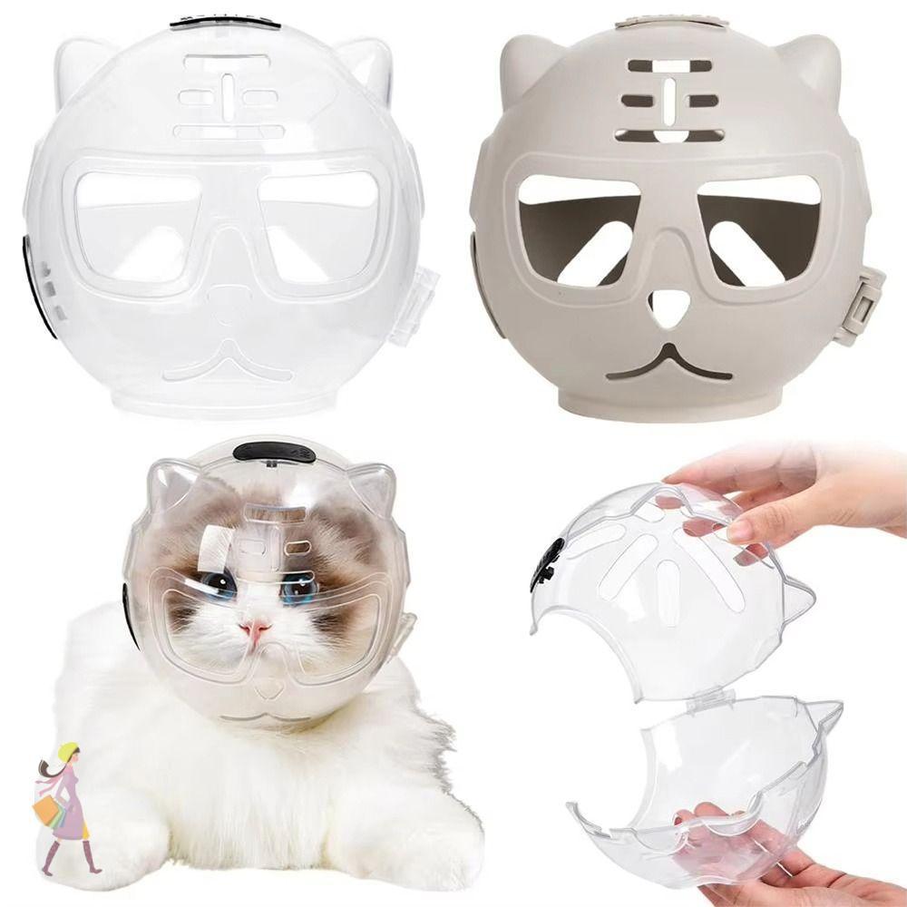 YGBG Breathable Cat Muzzle, Anti-Licking โปร่งใส Cat Muzzle ป้องกัน Space Hood, ทนทาน Anti-Bite Cat 