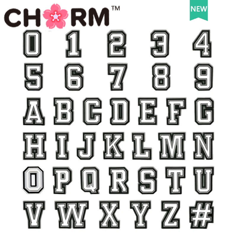 JJBCX ตัวอักษรรองเท้า Charms AZ 0-9 ชุด – อุปกรณ์เสริมรองเท้าตัวเลขตัวอักษร DIY สําหรับ Clogs รองเท้าแตะ