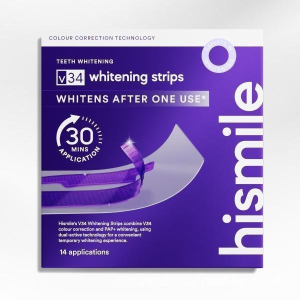 Hiile V34 Whitening Strips, Teeth Whitening Strips, Purple Tooth Whitening, Tooth Stain Treatment, C