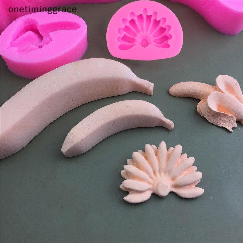 Onetiminggrace 1 PC 3D กล้วยซิลิโคนแม่พิมพ์เค้กพลาสเตอร์กล้วย DIY ทําเทียนน้ํามันหอมระเหยสบู่ยิปซั่มเบเกอรี่ตกแต่งแม่พิมพ์ OMA
