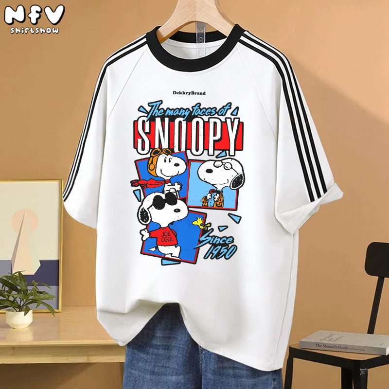 【จัดส่งตลอด 24 ชั่วโมง】NFV เสื้อยืดแขนสั้นคอกลม สไตล์เกาหลี ลายพิมพ์การ์ตูน Snoopy ทรงหลวม ระบายอากาศ ผ้าฝ้าย YG4806 ราคา ถูกที่สุด ดีลบีเคเค แกลเลอรีภาพที่ 6