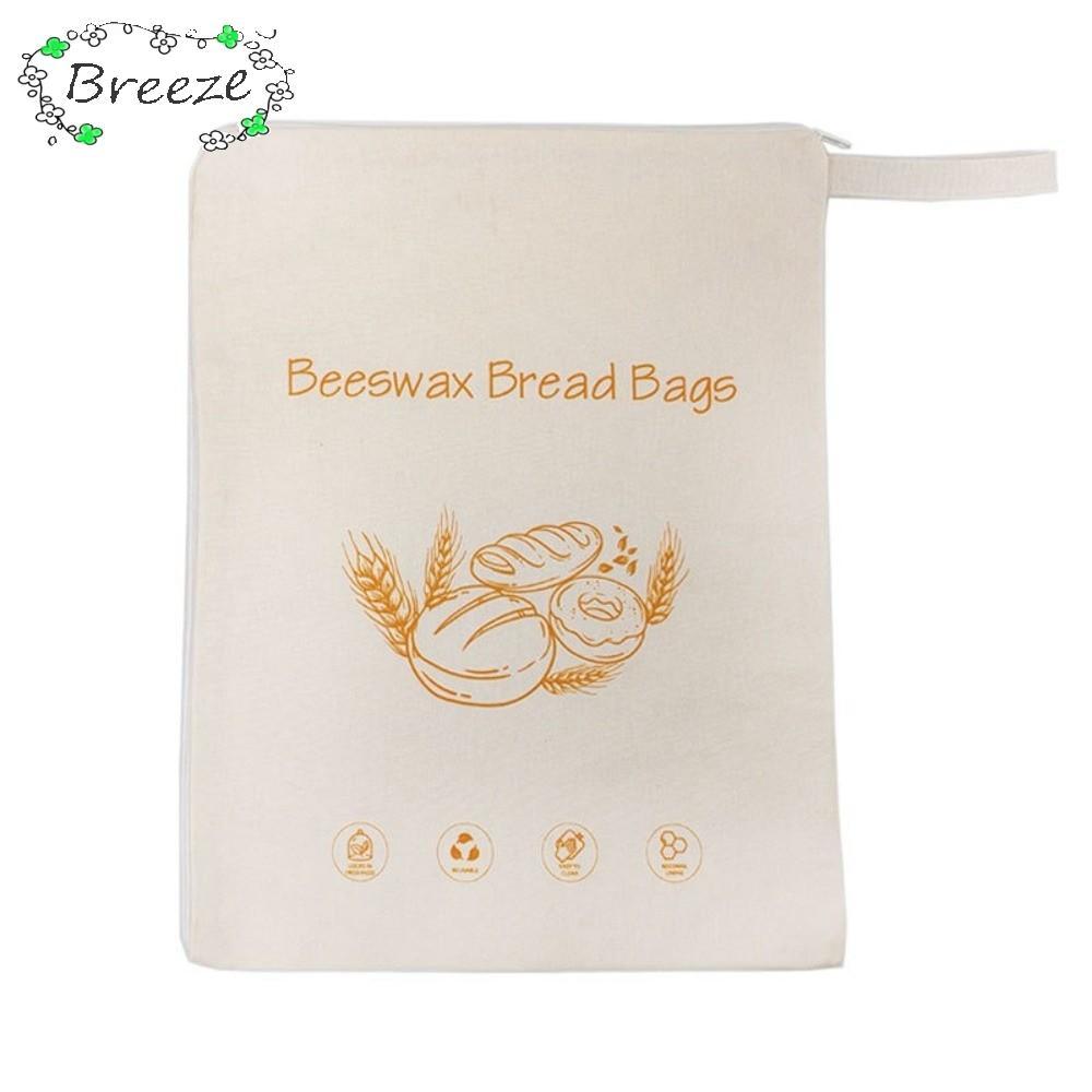 BREEZE ถุงขนมปังขี้ผึ้ง, ซิปรูปตัว L Reusable Sourdough ถุงเก็บ, ผ้าฝ้ายร้อนขนาดใหญ่ความจุ Moisture Lock ขนมปัง Freshness กระเป๋าสําหรับห้องครัว Organizer
