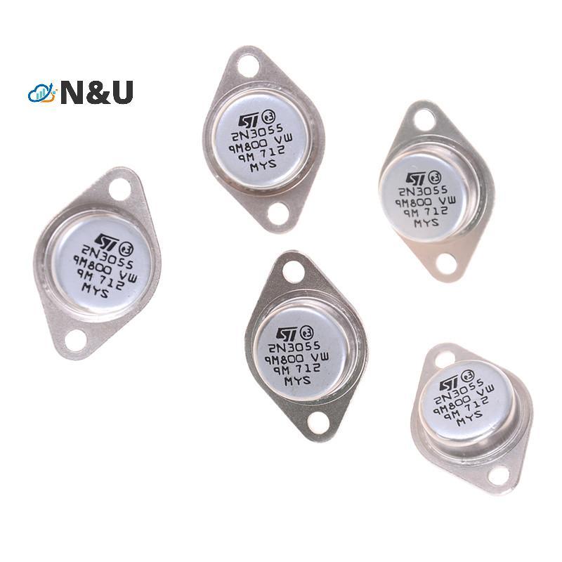 N&U 5 ชิ้น 2N3055 NPN AF Amp ทรานซิสเตอร์พลังงานเสียง 15A 100V