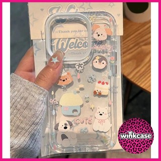 🔥GOOD🔥เคสไอโฟน 11 15 Pro Max 14 12 13 Pro Max XS XR X Max 7 16 14 8 Plus ลูกสุนัขเพนกวินเค้กดอกไม้โบว์โบว์