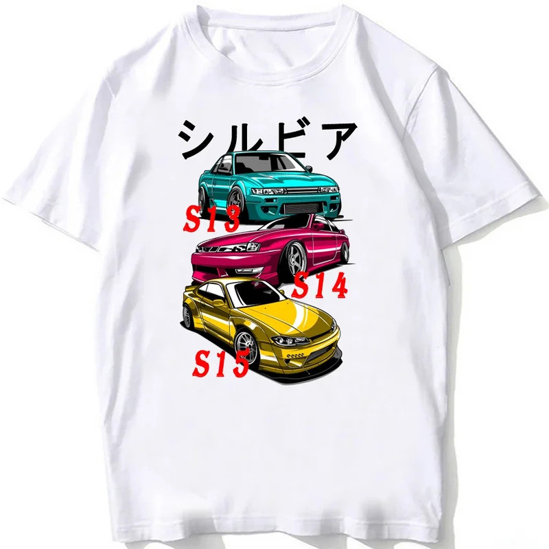 เสื้อยืดคลาสสิค S-Chassis Silvia S15 Silvia S13 SR20 Powered เสื้อยืดสไตล์ Silvia S14 Kouki vs Zenki