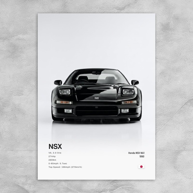 Honda NSX NA1 Wall Art โปสเตอร์สําหรับห้องนั่งเล่นที่ทันสมัยตกแต่งบ้านของขวัญ