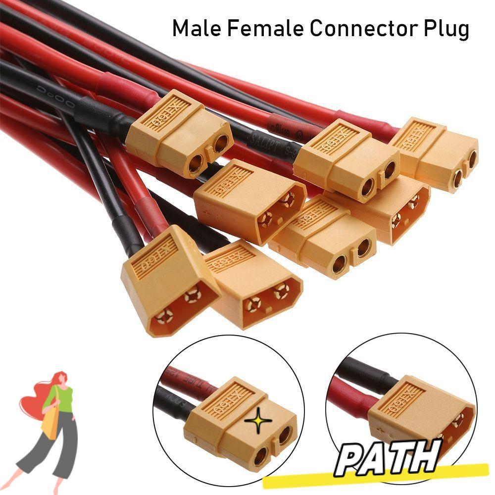 PATH 100MM XT90 Connector, หญิง/ชาย 2 รูปแบบ XT90 Connector, แบตเตอรี่เชื่อมต่อปลั๊กชิ้นส่วนเครื่องม