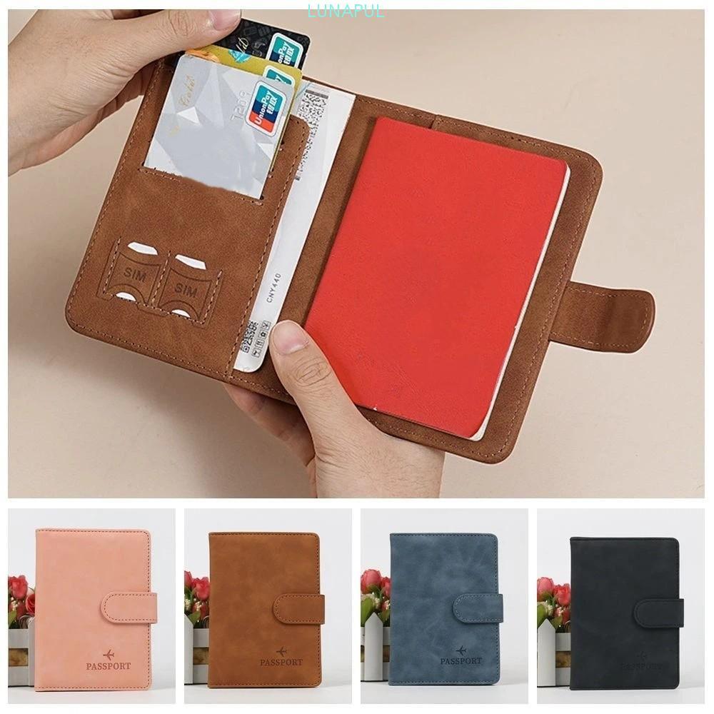 ผู้ถือหนังสือเดินทางหนัง จันทรา,สีทึบบัตรกรณีถุงเก็บใบรับรอง,แบบพกพาตั๋วผู้ถือมัลติฟังก์ชั่เครื่องบินตรวจสอบอินหนังสือเดินทางคลิปผู