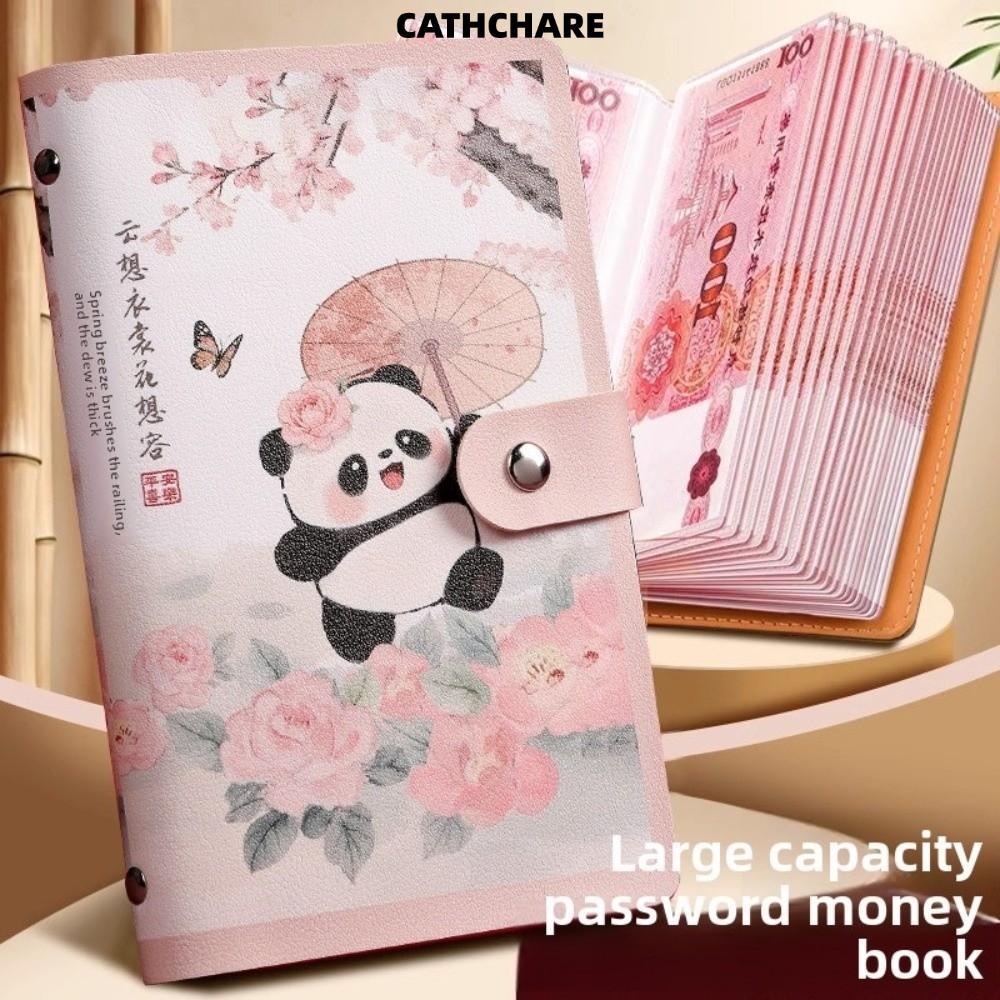 CATHCHARE294 สมุดโน๊ตเงิน Budget ประหยัดเงิน กันน้ํา 100 ซอง Challenge ประหยัดเงิน, แผ่นท้าทายเงิน PU ความจุขนาดใหญ่