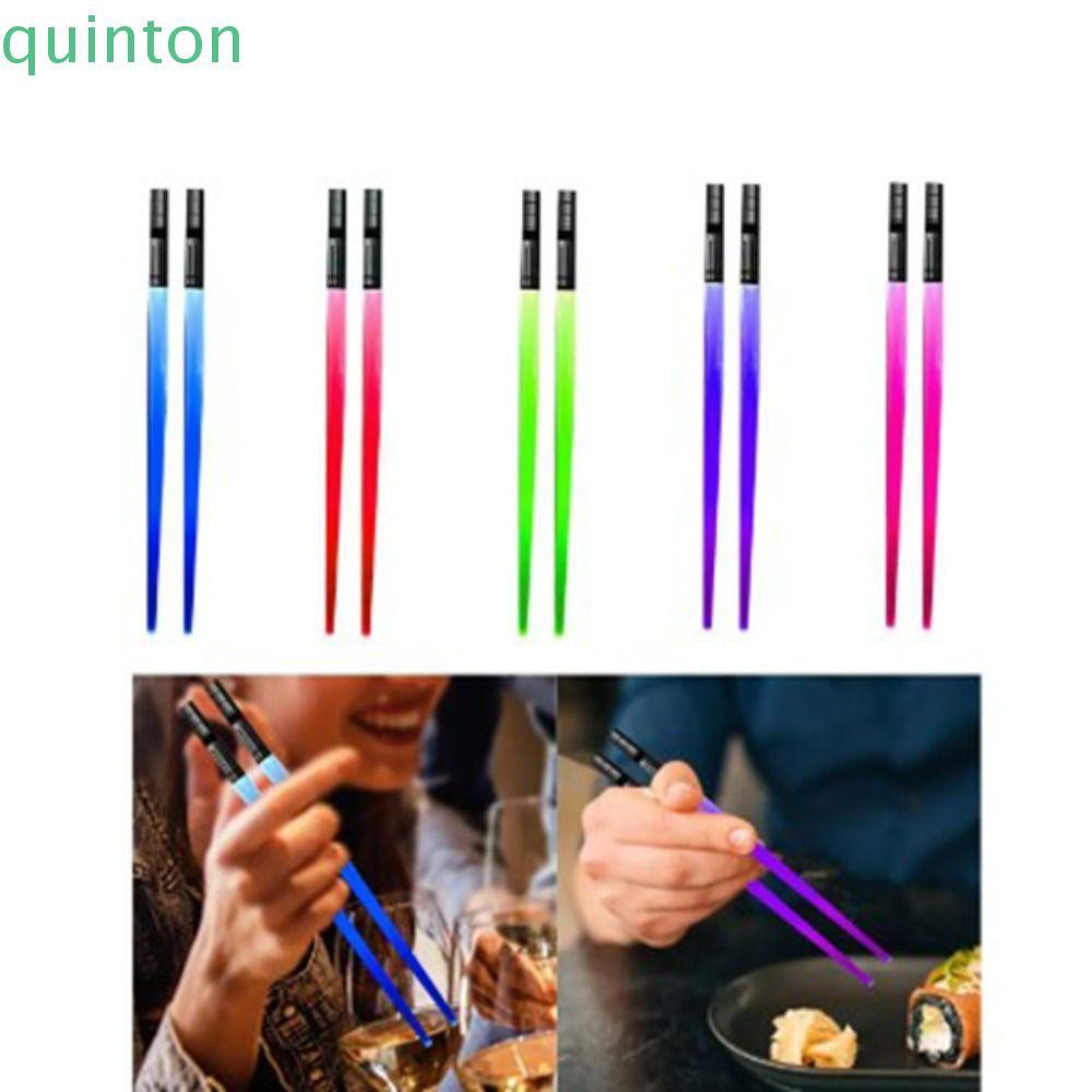 Quiton Light Saber ตะเกียบ, ตะเกียบ LED ล้างทําความสะอาดได้เรืองแสง, เครื่องใช้บนโต๊ะอาหารนํากลับมาใช้ใหม่ได้ที่ถอดออกได้ Luminous Chopstick Night