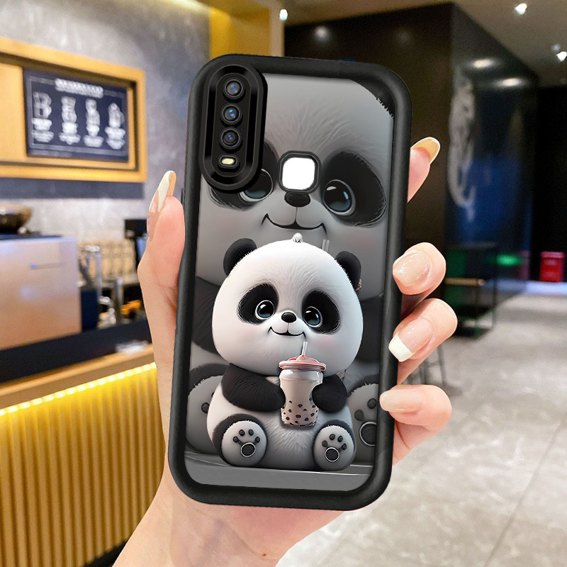 น่ารัก Panda เคสโทรศัพท์สําหรับ VIVO Y17 Y15 Y12 Y12i Y3S 1901 1902 1904 Y7S S1 Protector กันกระแทก 